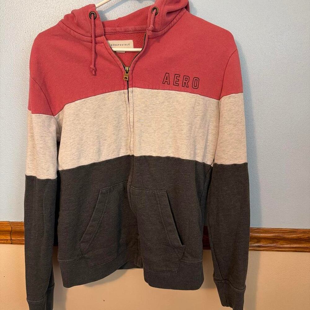 Aeropostale Tri color Colorblock full zip hoodie Men's Size Small